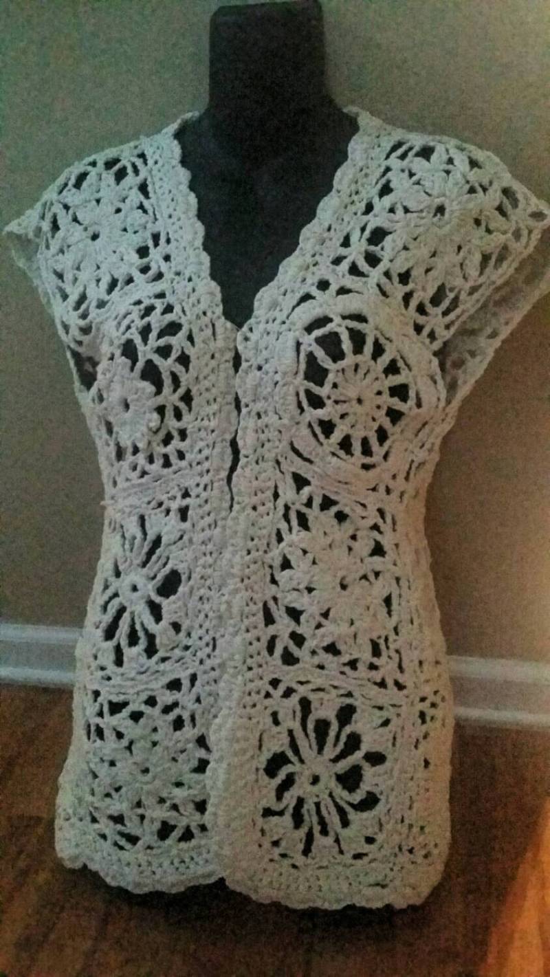 Gehäkelte Baumwolle Handgemachte Weste von pescado42