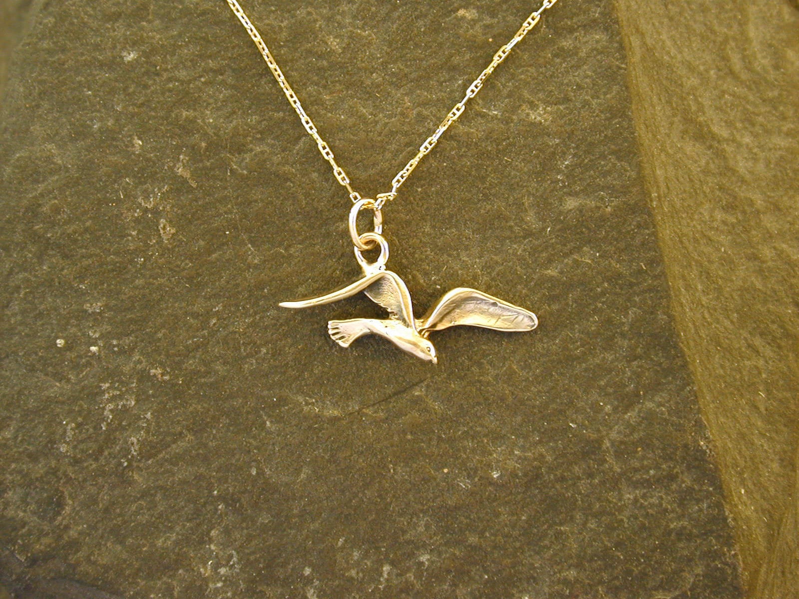 14K Gold Möwe Anhänger An Kette von peteconder