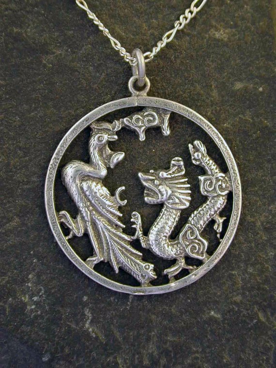 sterling Silber Adler Und Schlange Anhänger An Kette von peteconder