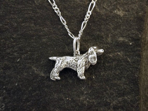 sterling Silber Cocker Spaniel Hundeanhänger An Einer Kette von peteconder