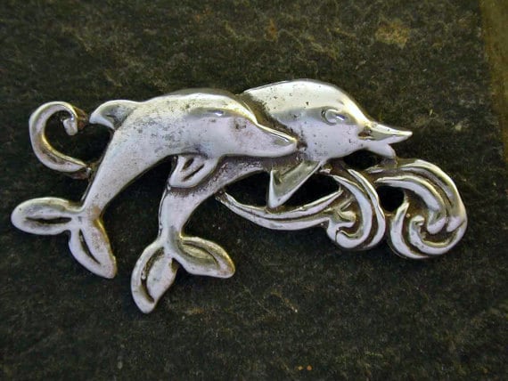 sterling Silber Delphin Schweinswal Brosche sterling Silber Delphin Schweinswal Brosche von peteconder