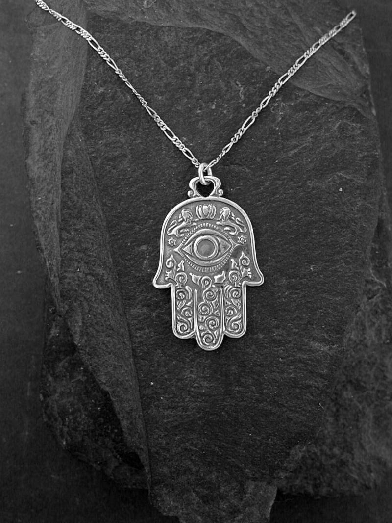 sterling Silber Hand Der Fatima Anhänger An Einer Kette von peteconder