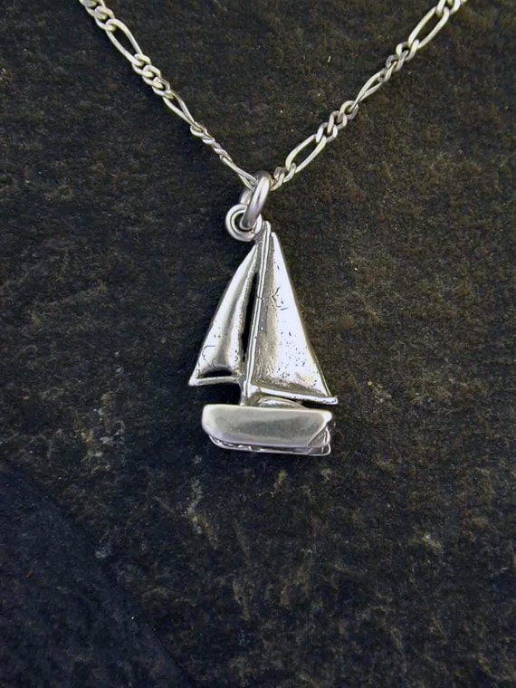 sterling Silber Hobie Cat Sloop Segelboot Anhänger An Einer Kette von peteconder