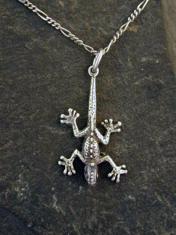 sterling Silber Iguana Anhänger An Einer Kette von peteconder