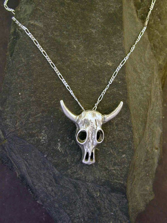 sterling Silber Southwest Lenkschädel Anhänger An Einer Kette von peteconder