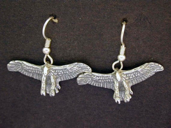 sterling Silver Hawk Ohrringe Auf Schweren Silber Ohrhaken von peteconder