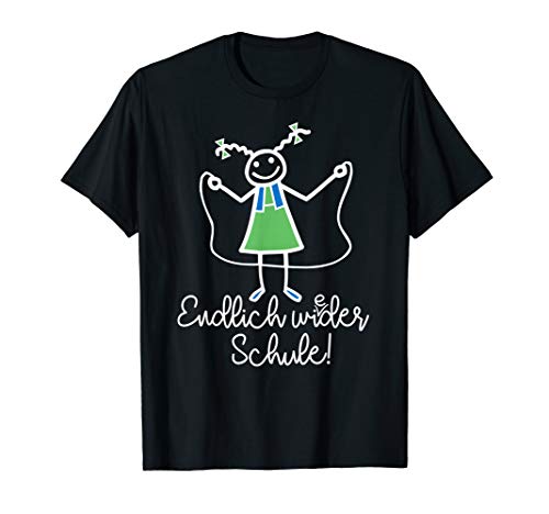 Endlich wieder Schule Lustiges Seilspringen Strich-Mädchen T-Shirt Endlich wieder Schule Lustiges Seilspringen Strich-Mädchen T-Shirt von peter2art Lustige Kinder Party Kollektion