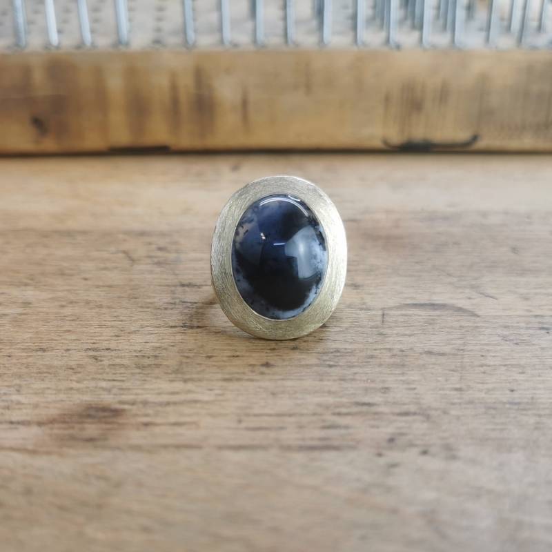 Unikat Edelsteinring Mit Dentriden Achat in Ringweite 55 R02Do9 von petererker