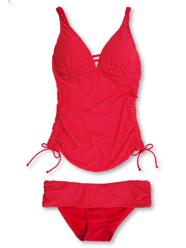 petit amour Tankini HELLA Rot mit weißen Pünktchen B-C-D Cup S bis 2XL (Set, 2-St., Top und Slip) Multifunktional: Verstellbares Oberteil, Bikinislip mit Umschlag von petit amour