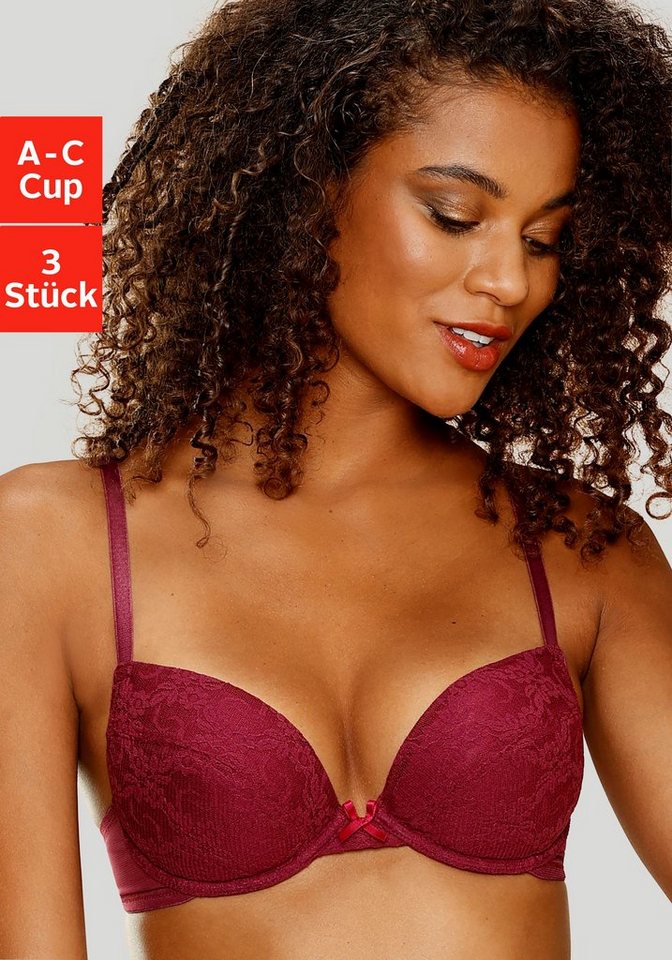 petite fleur Push-up-BH (Packung, 3 Stück) mit Bügel und herausnehmbaren Kissen, Dessous von petite fleur