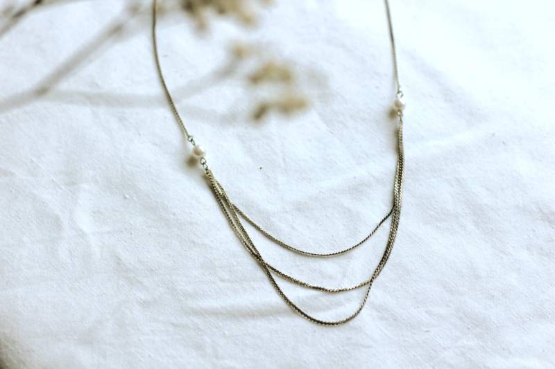 Filigrane Perlenkette, Halskette Mit Perlen, Vintage Brautschmuck von petitebijouterie