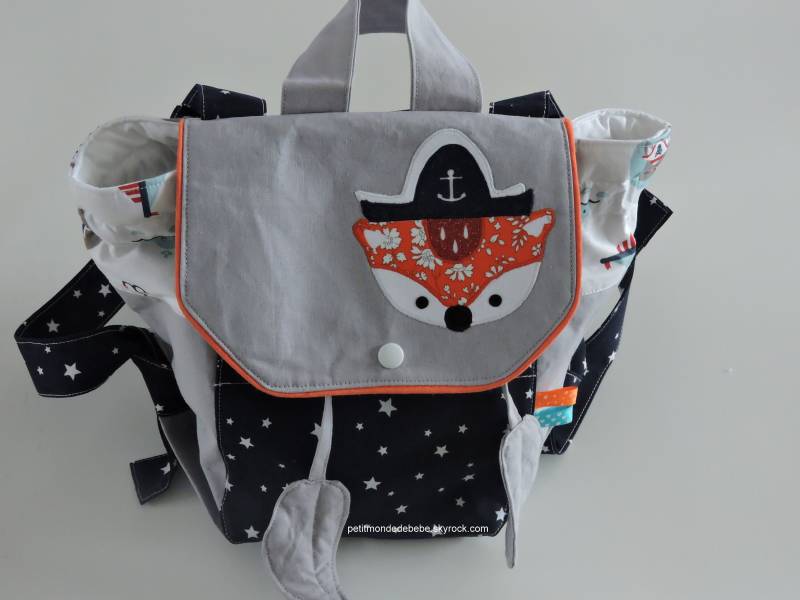 Kleiner Piraten-Fuchs-Rucksack Für Kleine Kinder Und Babys, Anpassbar, Aus Orangefarbener Capel-Baumwolle Liberty-stoffen von petitmondedebebe