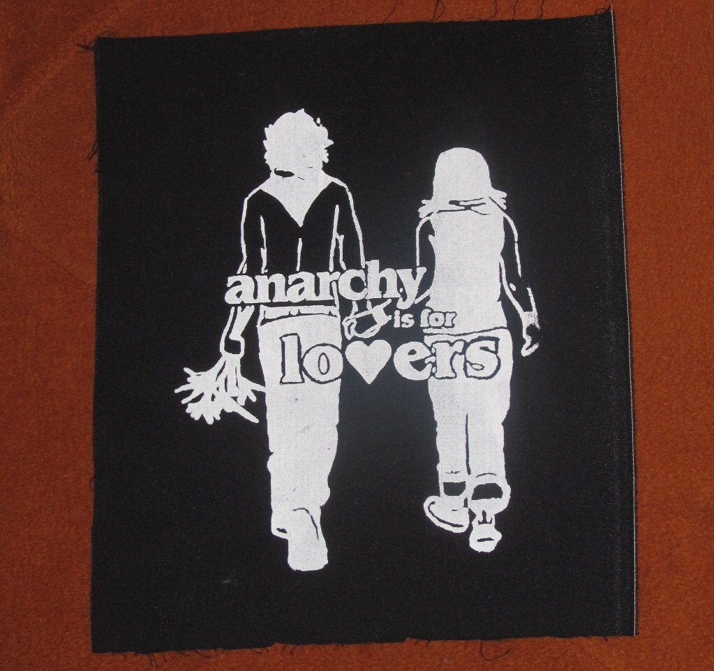 Back Patch - Anarchie Ist Für Liebhaber Weiß Auf Schwarz, Large Tasche Punk-Reparatur Patches Anarchist Liebe Herz Niedlichen Blumen Paar von phoenixcompost