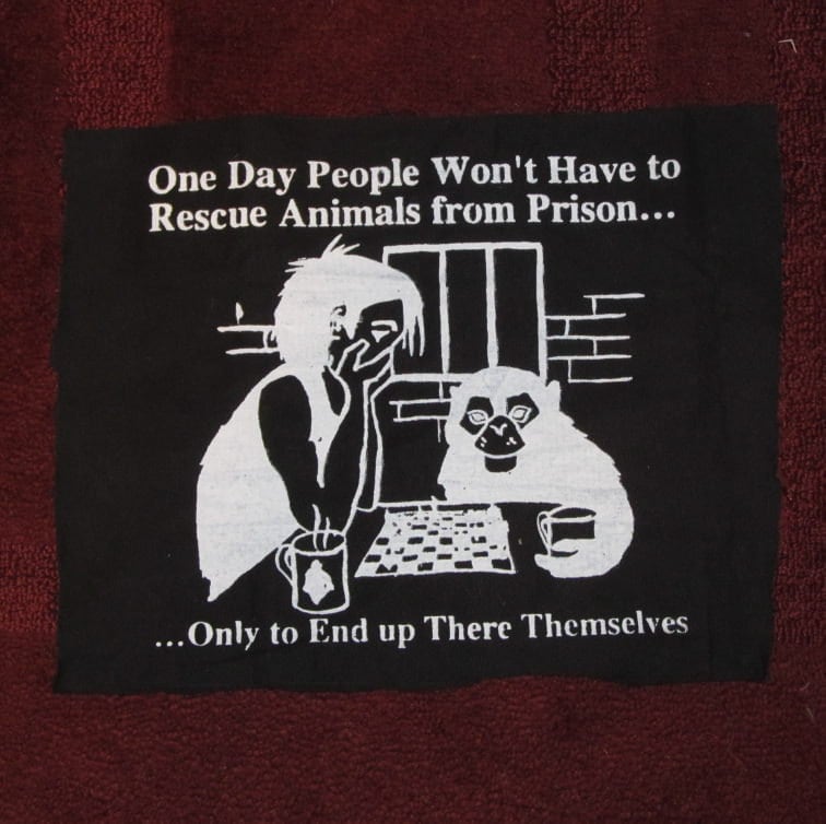 Back Patch - Animal Liberation Groß, Für Rücken Oder Tasche, Vegan Weiß Auf Schwarz Silkscreen Screenprint Punk Tierrechte Justiz von phoenixcompost