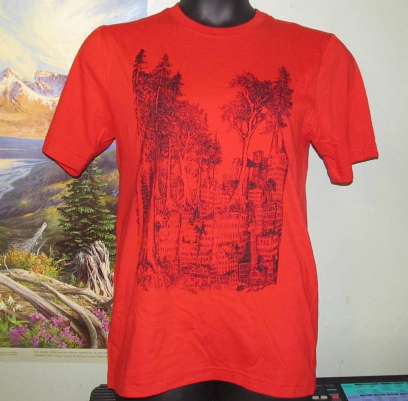 Baum-Shirt - Wald Gewinnt Rot, Klein Natur Erde Erste Grüne Anarchie Rewild Linie Kunst Zeichnung Punk Tshirt von phoenixcompost