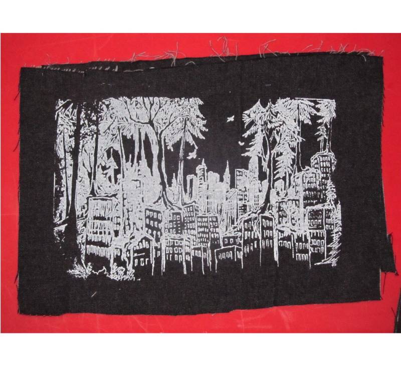 Forest Wins - Großer Siebdruck Canvas Back Patch, Weiß Auf Schwarz Punk Aufnäher, Taschen Anarchie Grüner Anarchist, Originalkunstwerk von phoenixcompost