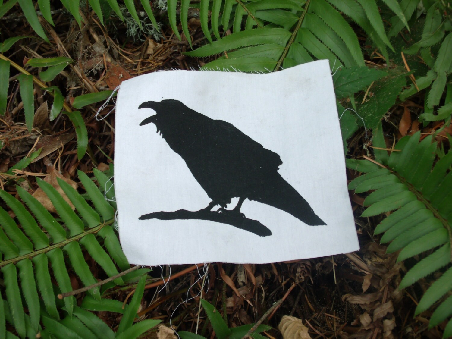 Raven Patch - Krähe Aufnäher, Punk Vögel, Wissenschaft, Natur, Vogel Drauf, Ökologie, Rabenschwarz, Aufnähen, Silhouette, Punk Aufnäher von phoenixcompost