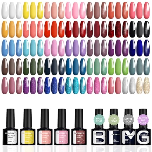 Phoenixy U V Nagellack Set 40 Stk Gel Nägel Set 36 Farben Gel Nagellack mit Unterlack Überlack Matt Überlack Geschenk für Frauen Nägel Selber Machen von phoenixy