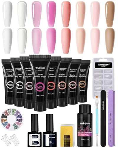 Poly Nagelgel Set Phoenixy 8 Stk. Poly Nagelverlängerungs Gel Nude Farben Poly Nagel Extension Gel Starter Set Geschenk für Damen von phoenixy