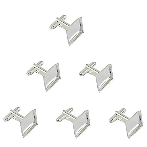 piaceto 6Pcs / Pack Square Blank Einstellung Basis Pad Cufflink DIY Manschettenknopf Findings Craft von piaceto