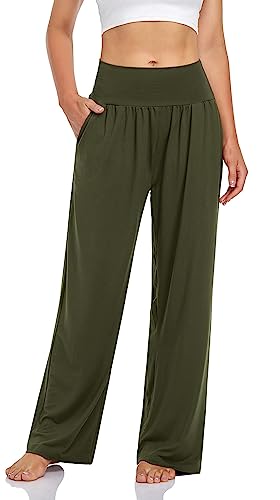 Damen Wide Leg Yoga Pants High Waisted Adjustable Tie Knot Joggers Casual Loose Lounge Sweatpants Stretch-Hose von piannao