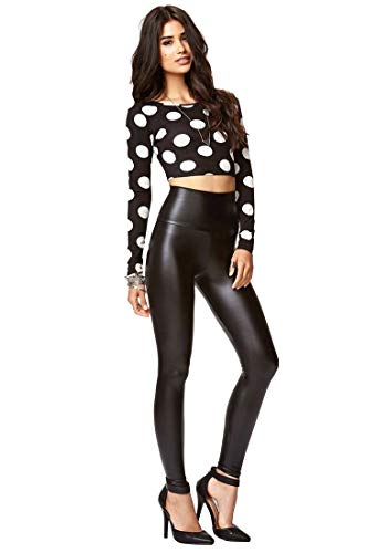 piannao Damen Kunstleder Leggings High Waist Leggings Hose Strumpfhosen Treggins Leggins Kunstleder Leggings Leder Look hüfthoch, Schwarz, M von piannao