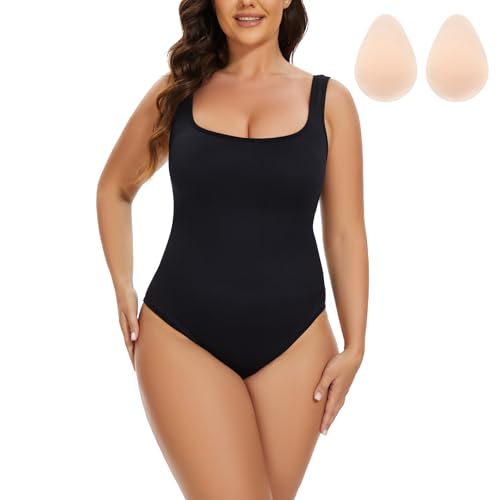 piannao Shapewear Damen Body Shper Bauchweg Bodysuit Formender Vielseitige Frauen atmungsaktiven Bodysuit mit Bein Shorts Bodysuit Verstellbarer Schultergurt Formende Bodys Figurformende Tank Tops von piannao