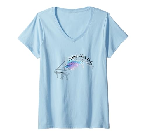 Damen Piano Vibes Only Künstlerischer Musiker Orchesterkunst T-Shirt mit V-Ausschnitt Damen Piano Vibes Only Künstlerischer Musiker Orchesterkunst T-Shirt mit V-Ausschnitt von piano Player Orchestra Recital Musician Design