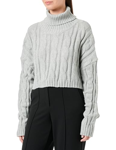 piano Women's Damen Rollkragen-Twist-Kurz-Cape-Langarmshirt Acryl HELLGRAU Melange Größe XS/S Pullover Sweater von piano