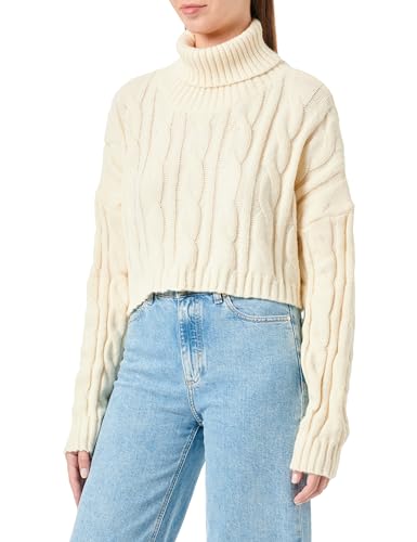 piano Women's Damen Rollkragen-Twist-Kurz-Cape-Langarmshirt Acryl WOLLWEISS Größe XS/S Pullover Sweater, X-Small von piano