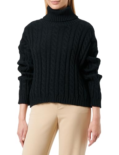 piano Women's Damen Strukturierter Strickpullover mit Rollkragen Acryl SCHWARZ Größe XS/S Pullover Sweater von piano