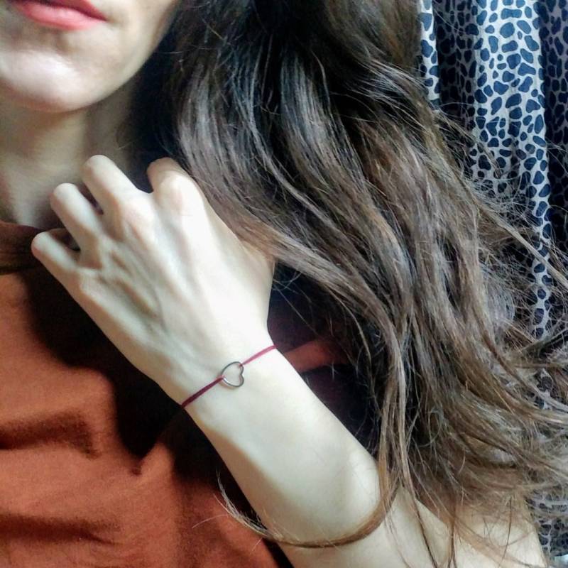 Herz Armband Silber in Vielen Farben | Schnur Armbänder Mit Edelstahl Dünnes Freundschaftsband Geschenk Für Frauen von pianorden