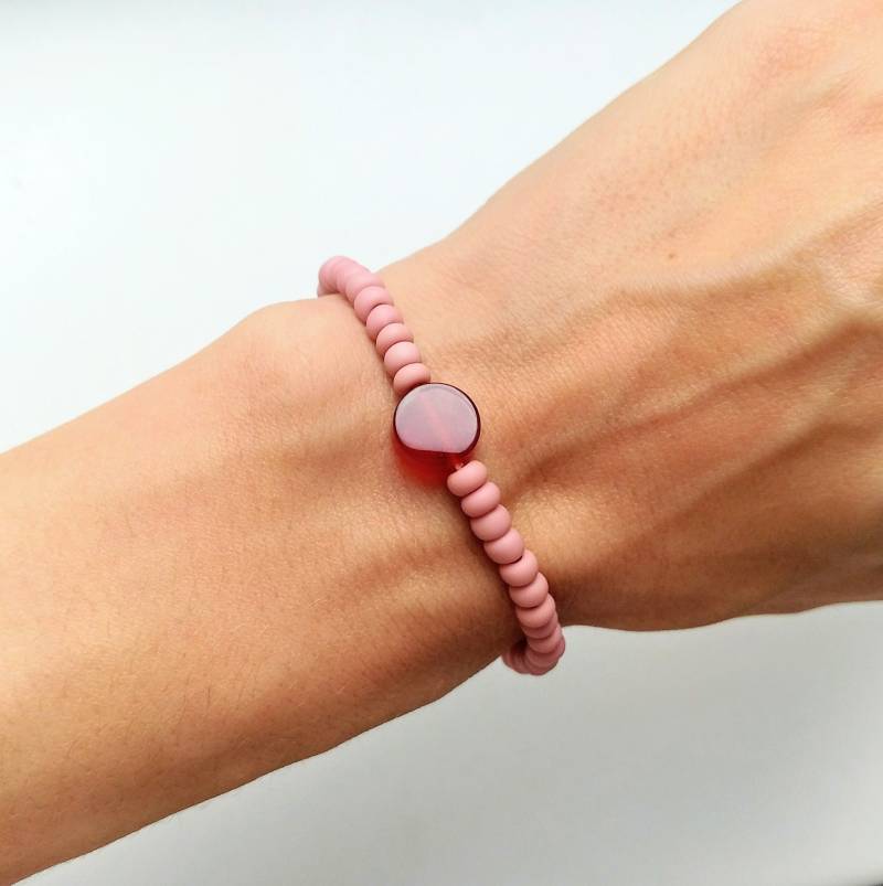Karneol Armband Rosa, Roter Edelstein Armbänder Für Frauen, Geschenk Frauen Stein Rot Pastellrosa, Sakralchakra Schmuck von pianorden