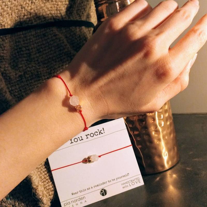 Rosenquarz Armband Rot Roségold | Hämatit, Zierliches Heilstein Armband, Rosa Rote Armbänder Weihnachtsgeschenk von pianorden