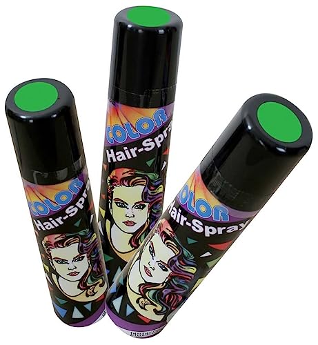 3er Sparpack: Haarspray grün - 3 Dosen zu je 100ml. Colorspray für Karneval, Fasching, Halloween und Party von pibivibi