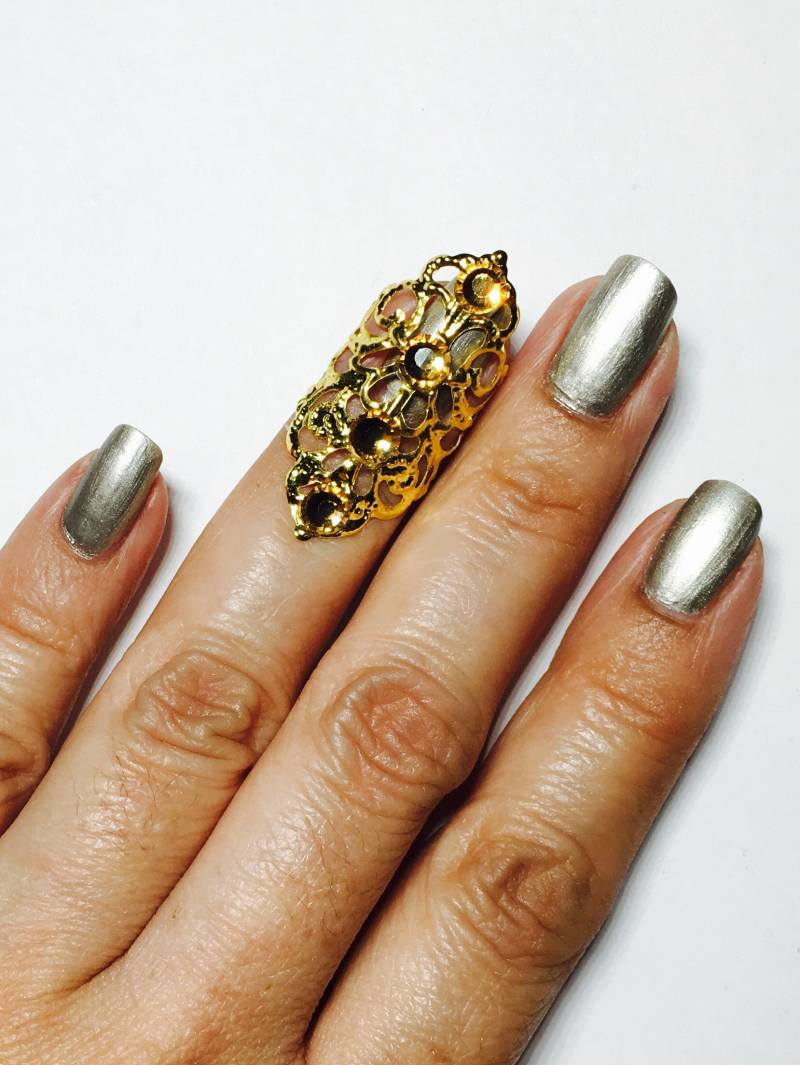 Einkristall Klaue Ring Ir Nagel in Gold Farbe Filigrane Und Mit Leichten Colorado Kristallen Verziert von pickapicka