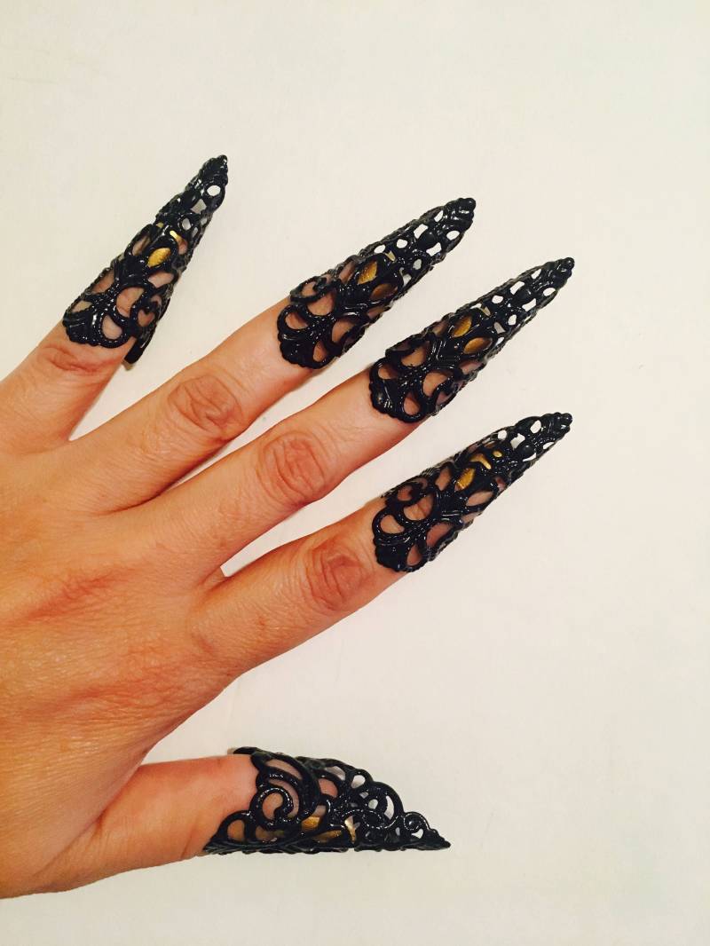 Pfeilspitzen Krallen, Nagelschutz, Nagelringe Oder Fingerspitzen in Schwarz, Set 5 Stück Sie Sind Größenverstellbar von pickapicka