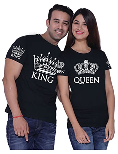 Matching Shirts for Couples Set for him and her King Queen T-Shirts Black XXL/L von picontshirt
