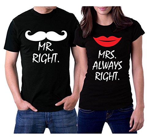 Partner Tshirt 2er Set für Paare lustig Matching Couple Shirts Lustiges Passende Pärchen T-Shirt Geschenk for him and her Men Women Partnerlook XL/L von picontshirt