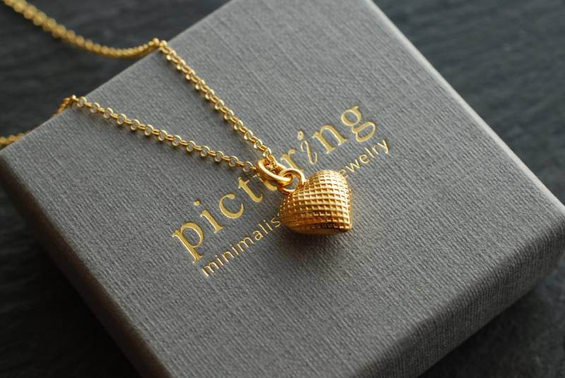 Herz-Kette Gold . Geschenke Für Sie/Talisman-Kette Geburtstagsgeschenk Vergoldetes Silber von picturing