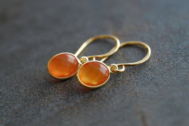 Elea . Ohrringe Mit Orangem Karneol Vergoldetes Sterling Silber Handgefertigter Edelstein Schmuck Geschenk Für Viele Gelegenheiten von picturing