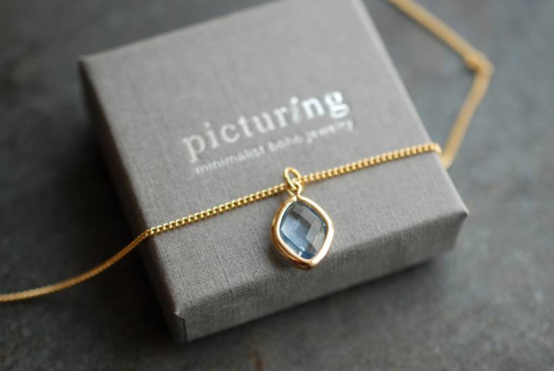 Meeresfarben . 16K Vergoldete Farbwahl Kette Mit Facettiertem Glasstein-Anhänger/Personalisierbares Geschenk Geschenke Für Frauen von picturing