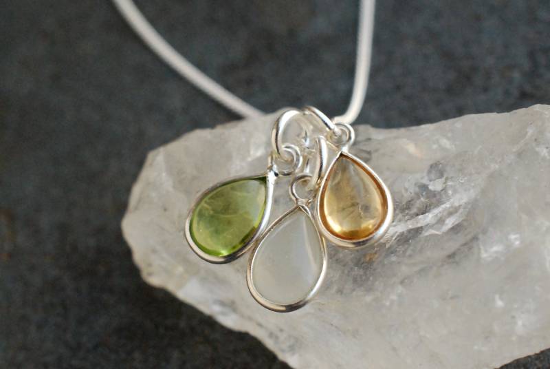 Precious . Zierliche 925Er Sterling-Silber Geburtssteinkette Mit Echtem Edelstein-Tropfen-Anhänger Personalisierbares Geschenk von picturing