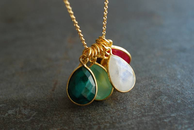 Vergoldeter Edelstein-Tropfen-Anhänger/Geburtssteine Geburtstagsgeschenke Personalisierte Geschenke von picturing