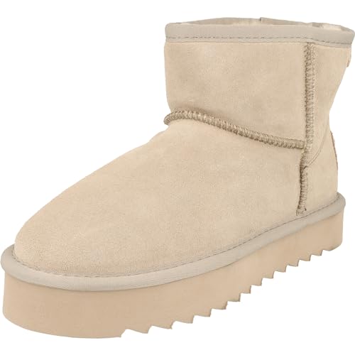 piece of mind. Damen Schuhe Plateau Winter Leder Boots 264-713 gefüttert (Beige, EU Schuhgrößensystem, Erwachsene, Numerisch, M, 39) von piece of mind.