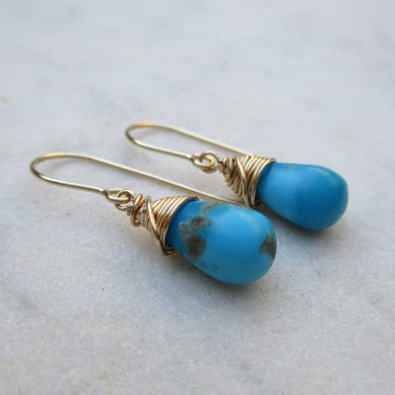 Gold Filled Türkis Briolette Ohrringe Eleganter Dezember Geburtsstein Schmuck Gold Filled Türkis Briolette Ohrringe Eleganter Dezember Geburtsstein Schmuck von pieceofART