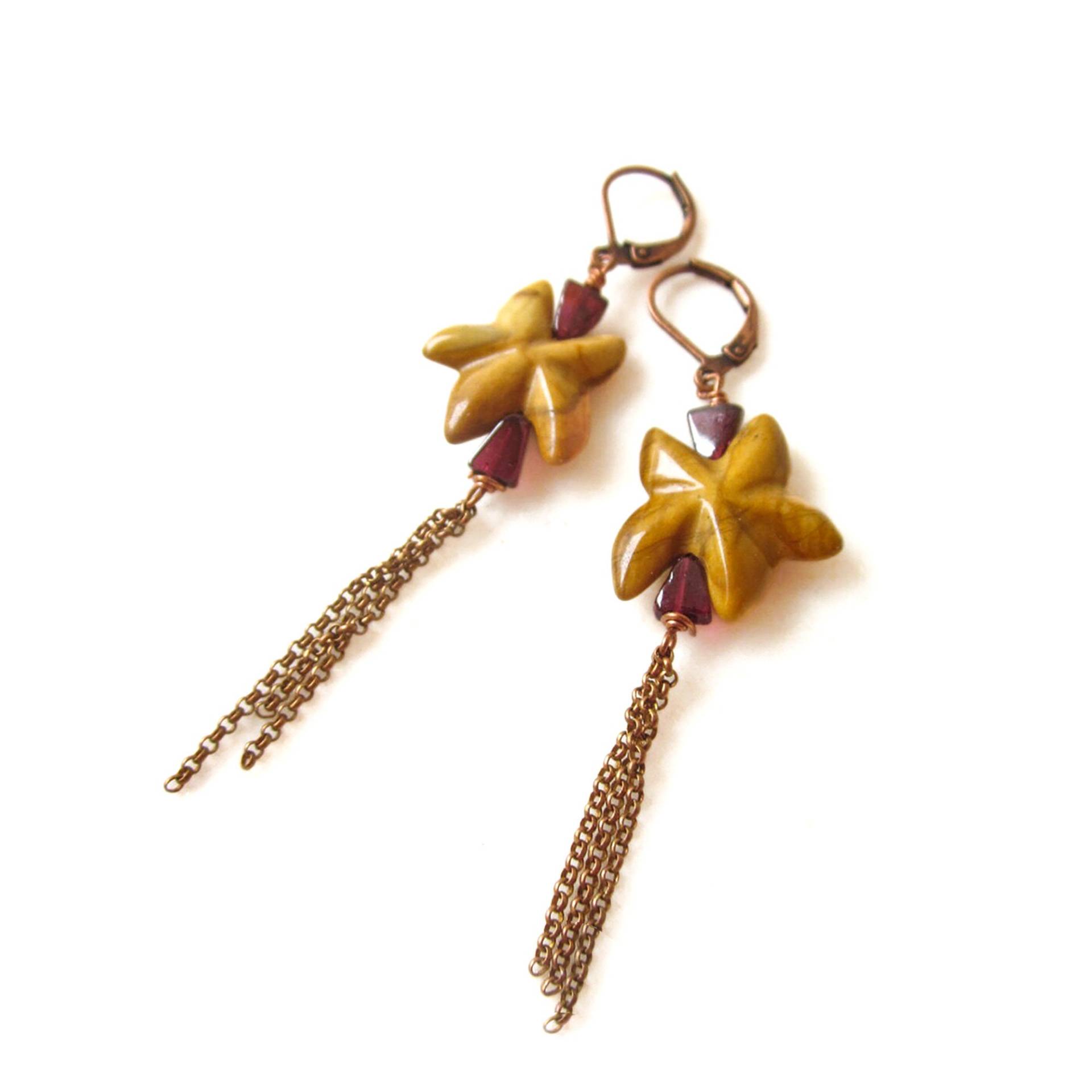 Seestern Jaspis & Granat Ohrringe Mit Messing Quaste Seestern Jaspis & Granat Ohrringe Mit Messing Quaste von pieceofART