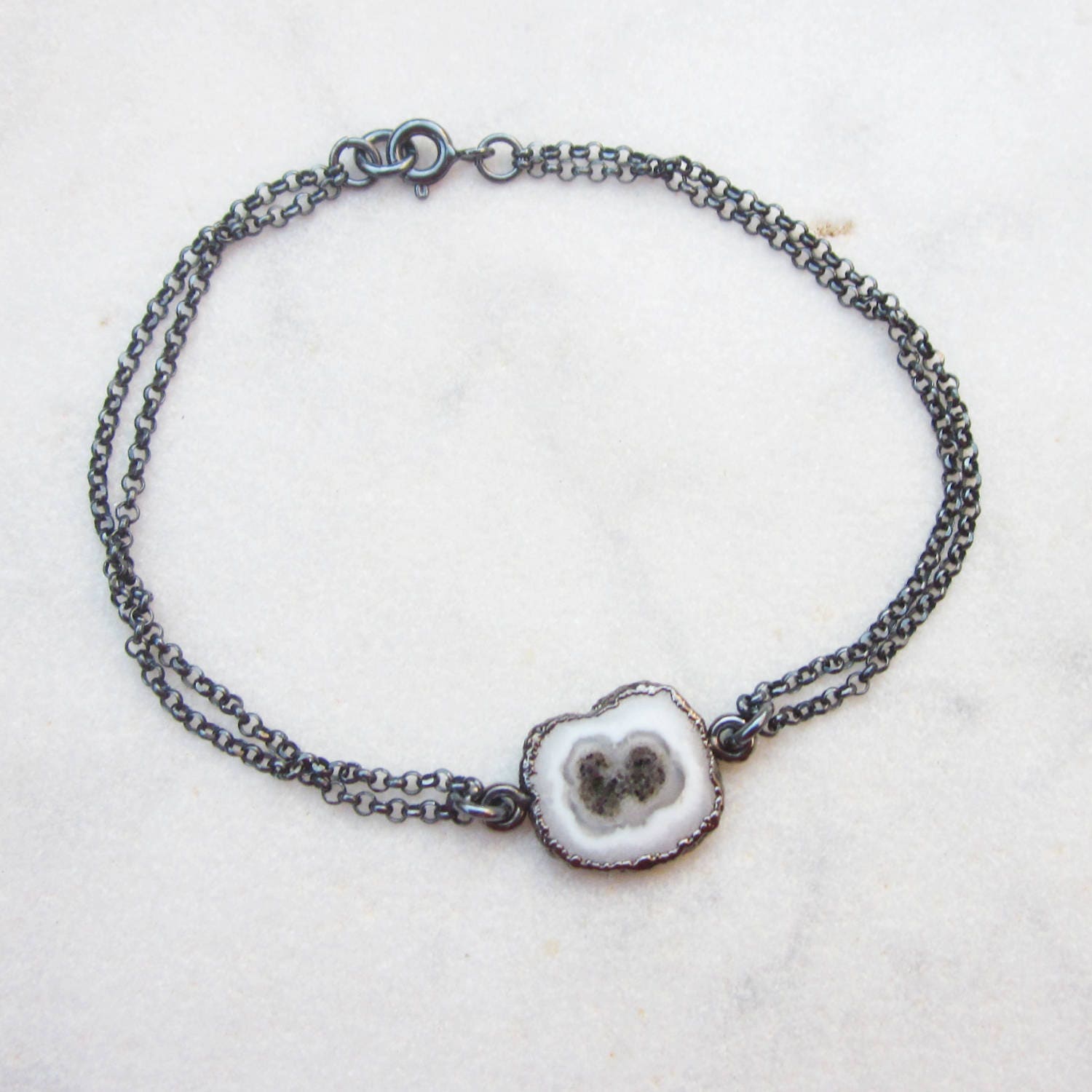 Zartes Solar Quarz Armband Mit Geschwärzter Sterling Silber Kette, Minimalist Schmuck Zartes Solar Quarz Armband Mit Geschwärzter Sterling Silber Kette, Minimalist Schmuck von pieceofART