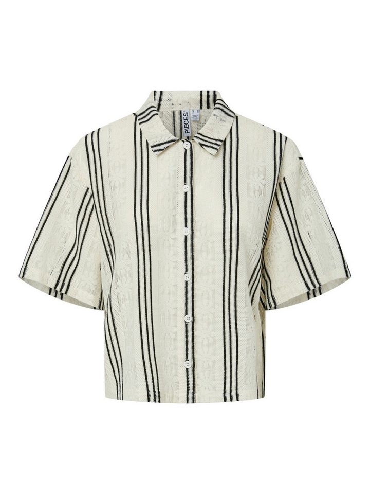 pieces Kurzarmbluse - Pieces Hemdbluse im Cropped-Schnitt mit Häkeloptik von pieces