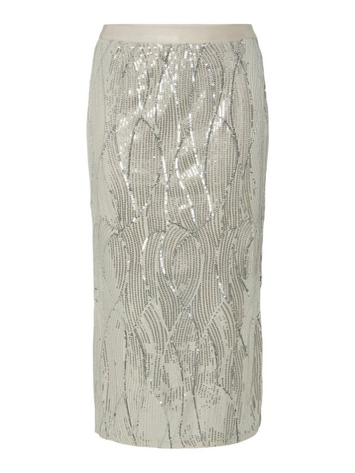 pieces Midirock - Paillettenrock für Damen - Knielanger Rock von pieces